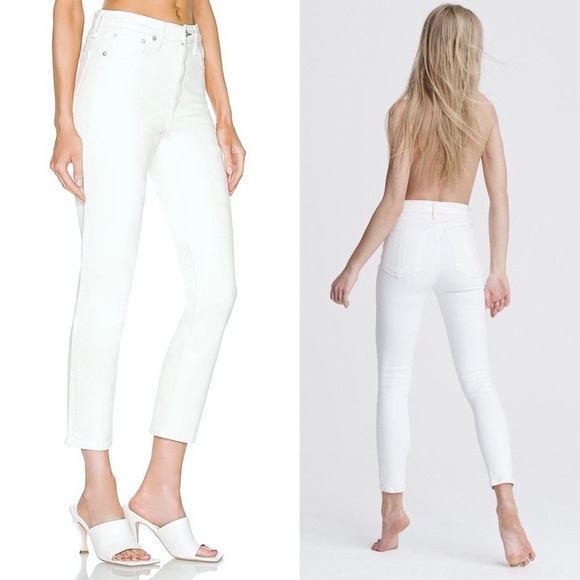RAG & BONE High Waist Skinny Jeans Cropped Ankle Slit Stretch Cigarette Pant 28 - Picture 4 of 12